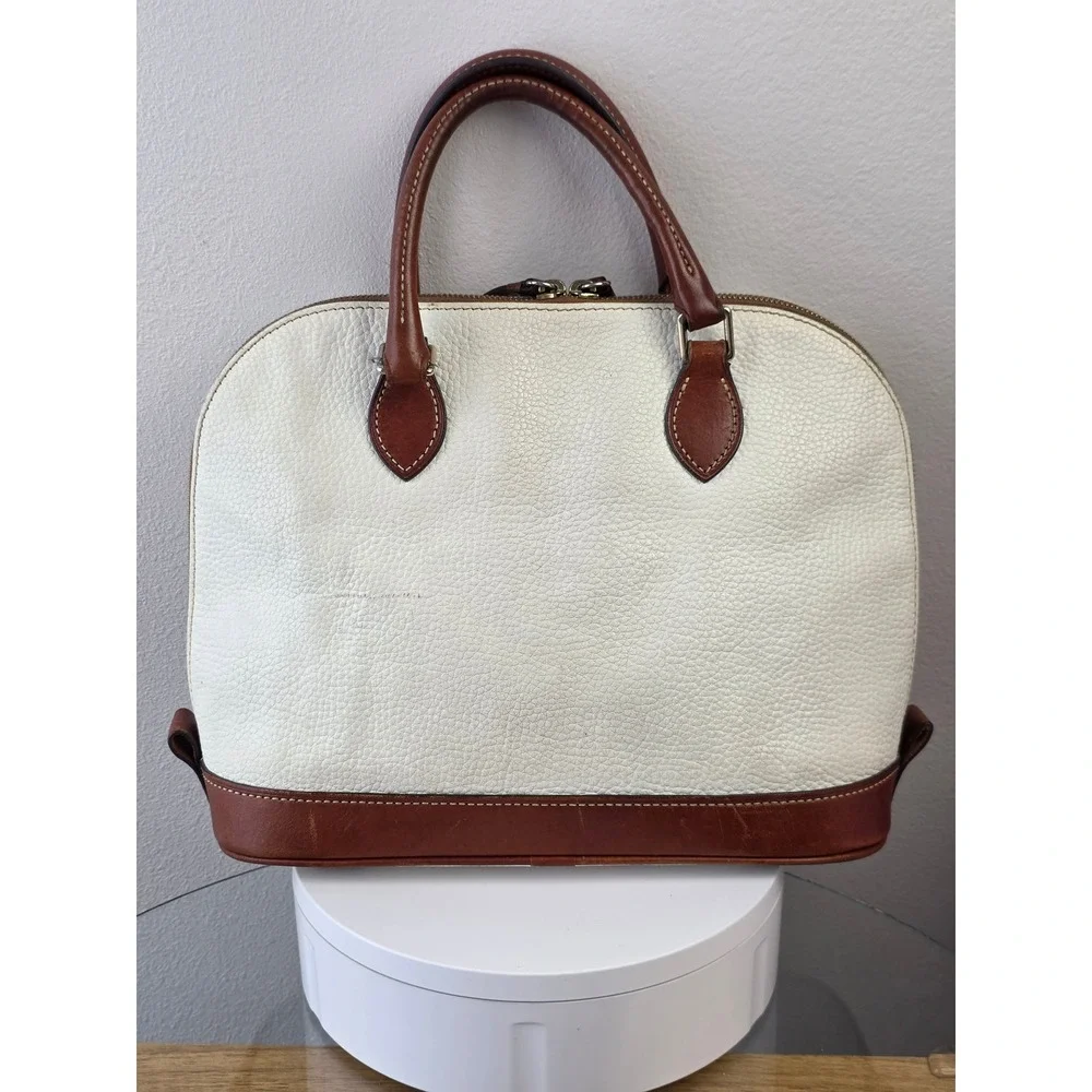 Dooney & Bourke Zip Zip Domed Satchel Pebble Grain Leather Crossbody Bag White